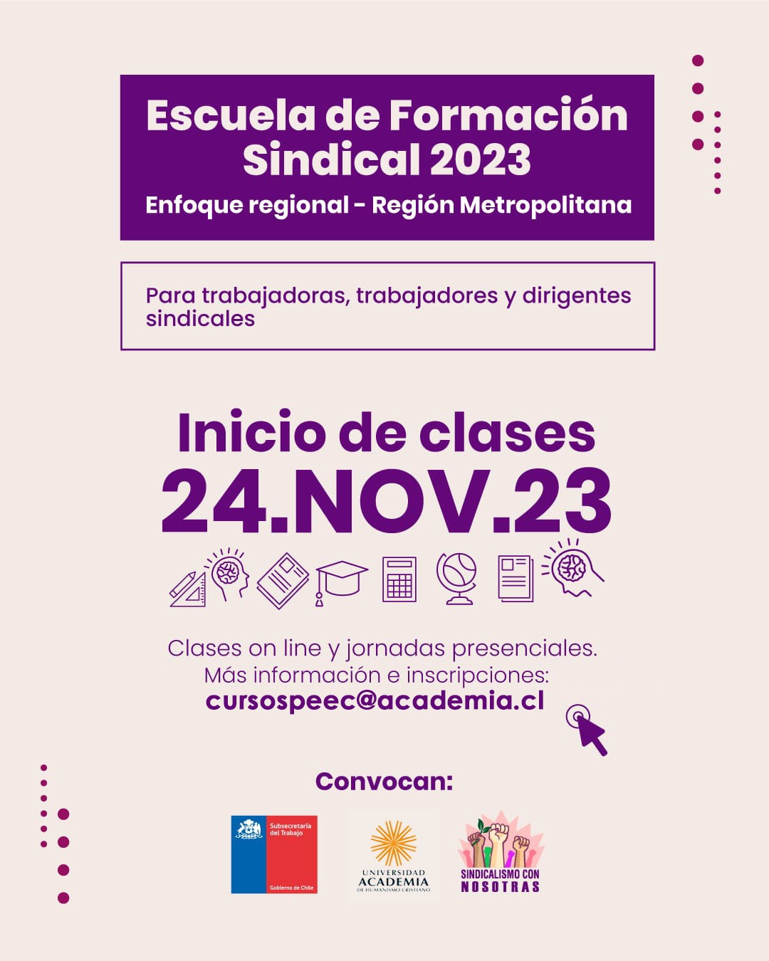 “Escuela de Formación Sindical con Enfoque Regional” impulsada por la UAHC abre postulaciones, busca fortalecer capacidades y liderazgos de dirigentes